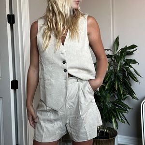 Zara linen vest and shorts set. Size small. New with tags.